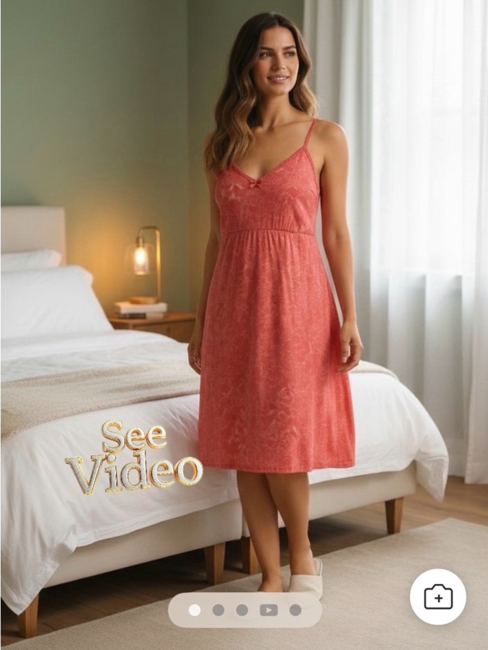 👛(ANY 2/$20) LA VIE EN ROSE Nightie Empire Waist Adjust. Spaghetti Straps. Video